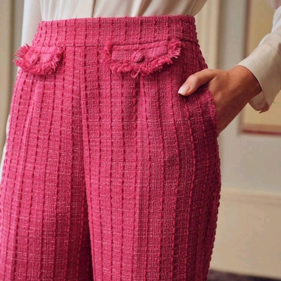 TWEED FLAP DETAIL SLANT POCKET SEAM FRONT SUIT PANTS - Picture 2 of 4